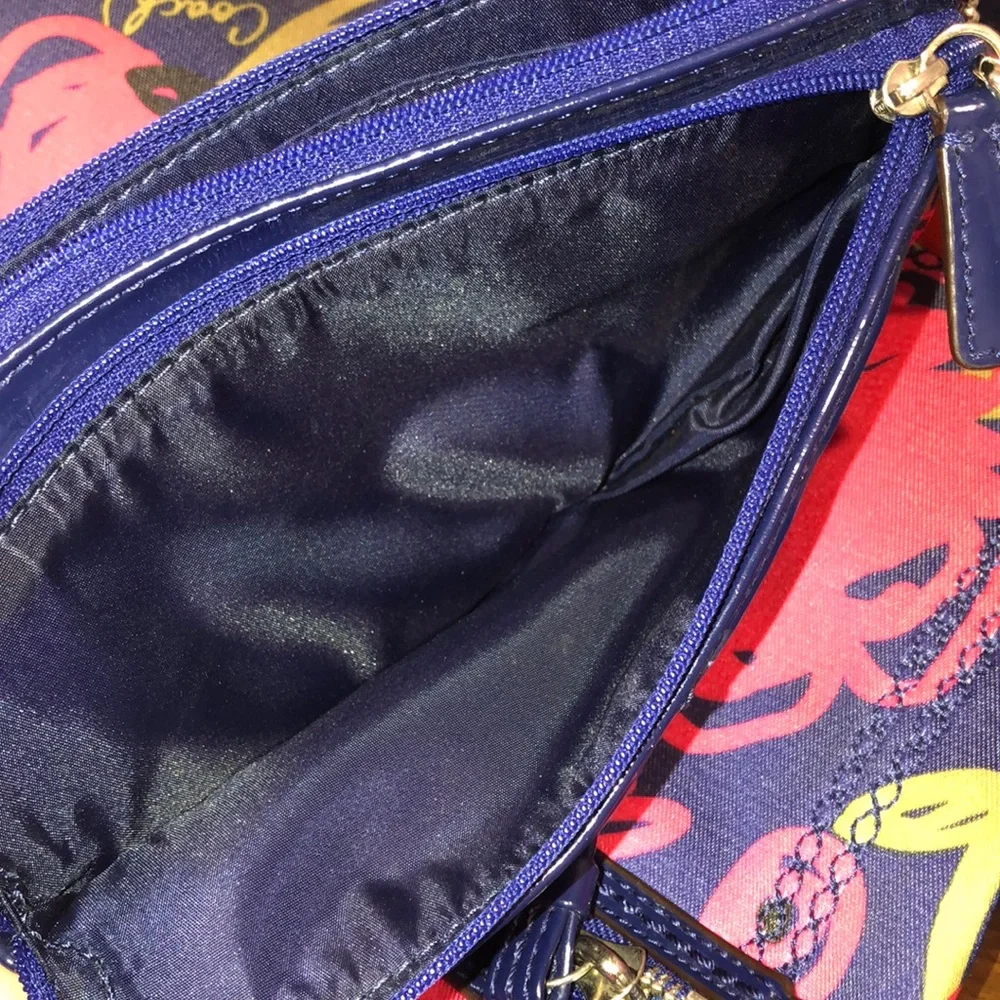 COACH Poppy Floral Shoulder Bag and COACH Poppy Double Zipper Wristlet SET